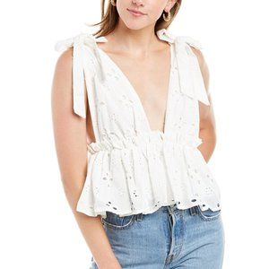 BNWT FINDERS KEEPERS Bonnie White Broderie Anglais Eyelet Lace Top M US6